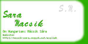 sara macsik business card